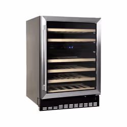 Amica AWC600SS, Compressor wine cooler, Freestanding, 46 bottle(s), G, Interior light, Black