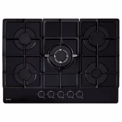 Amica AGVH7300BL, Black, Built-in, 70 cm, Gas, Glass, 5 zone(s)