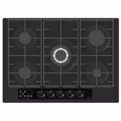 CDA HVG731MB hob Black Built-in 70 cm Gas 5 zone(s)