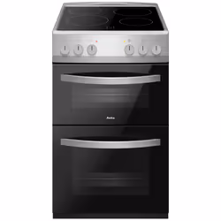 Amica AFC502SS, Freestanding cooker, Black, Silver, Rotary, Stainless steel, 1.3 m, Ceramic
