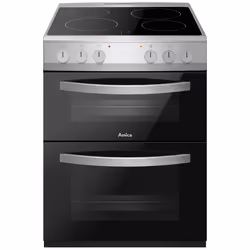Amica AFC602SS, Freestanding cooker, Black, Silver, Rotary, Stainless steel, 1.3 m, Ceramic