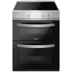 Amica AFC602SS cooker Freestanding cooker Electric Ceramic Black, Silver