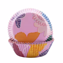 Cupcake & Fairy Cake Cases - Grease & Oven Proof - Various Designs & Pack Sizes - 60, Pink Flower & Butterfly