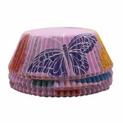 Cupcake & Fairy Cake Cases - Grease & Oven Proof - Various Designs & Pack Sizes - 60, Pink Flower & Butterfly
