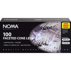 100x White LED Faceted Cone - Indoor/Outdoor Christmas Tree Lights - Silver Wire