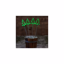 Outdoor Christmas Decoration Set of 4 Green Christmas Tree Stake Lights 6817102