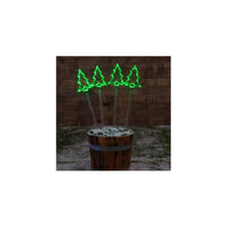 Outdoor Christmas Decoration Set of 4 Green Christmas Tree Stake Lights 6817102