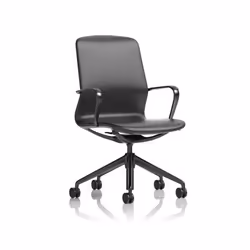 Dynamic Lucia Medium Back Black Vegan Leather Upholstery Executive Off