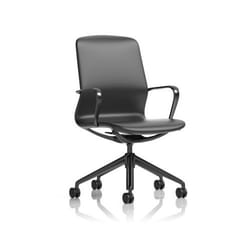 Dynamic Lucia Medium Back Black Vegan Leather Upholstery Executive Off