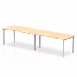 Dynamic Evolve Plus Single Row, Office, Straight, Rectangular shape, Maple colour, Melamine Faced Chipboard (MFC), Silver
