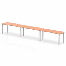 Dynamic Evolve Plus Single Row, Office, Straight, Rectangular shape, Beech, Melamine Faced Chipboard (MFC), Silver