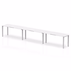 Dynamic Evolve Plus Single Row, Office, Straight, Rectangular shape, White, Melamine Faced Chipboard (MFC), Silver