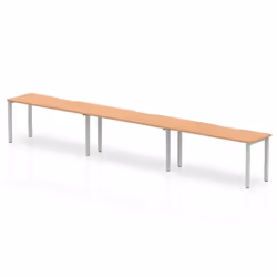 Dynamic Evolve Plus Single Row, Office, Straight, Rectangular shape, Oak, Melamine Faced Chipboard (MFC), Silver
