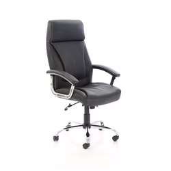 A luxurious bonded leather and chrome executive chair with comfort pads. tilting action and stylish stitching detail. Integra ...