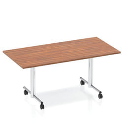 Dynamic Impulse 1600mm Flip Top Rectangular Table Walnut Finish Silver