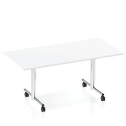 Dynamic Impulse 1600mm Flip Top Rectangular Table White Finish Silver