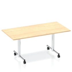 Dynamic Impulse 1600mm Flip Top Rectangular Table Maple Finish Silver