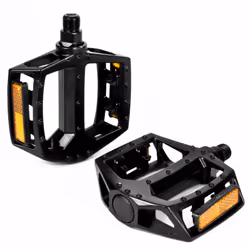 Flat Platform Bike Pedals 9/16" Metal Bicycle Set - Black