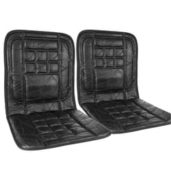LEATHER CAR FRONT SEAT PAIR COVER BACK SUPPORT CUSHION COVERS  BLACK