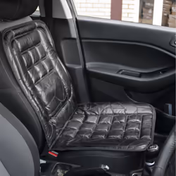 LEATHER CAR FRONT SEAT PAIR COVER BACK SUPPORT CUSHION COVERS  BLACK