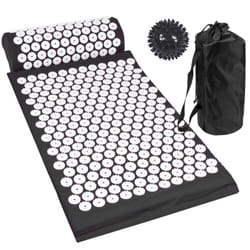 Acupressure Mat with Pillow & Ball Acupuncture Pin Massage Set Neck Pain Relief - Black