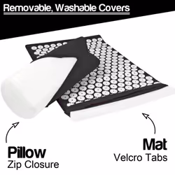 Acupressure Mat with Pillow & Ball Acupuncture Pin Massage Set Neck Pain Relief - Black