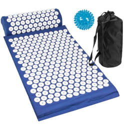 Acupressure Mat with Pillow & Ball Acupuncture Pin Massage Set Neck Pain Relief - Blue