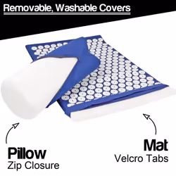 Acupressure Mat with Pillow & Ball Acupuncture Pin Massage Set Neck Pain Relief - Blue