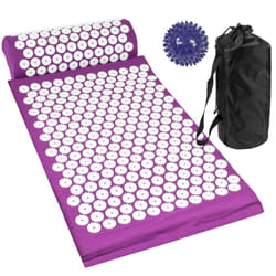 Acupressure Mat with Pillow & Ball Acupuncture Pin Massage Set Neck Pain Relief - Purple