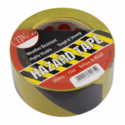 TIMco Hazard Tape Yellow & Black 33m x 50mm