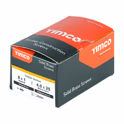 TIMCO Solid Brass Countersunk Woodscrews - 8 x 1