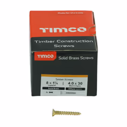 TIMCO Solid Brass Countersunk Woodscrews - 8 x 1 1/4