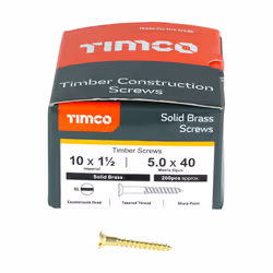 TIMCO Solid Brass Countersunk Woodscrews - 10 x 1 1/2