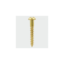 TIMco 00061RBS Brass Woodscrew Slotted Round 6 x 1" Box of 200