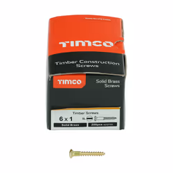 TIMCO Solid Brass Round Head Woodscrews - 6 x 1