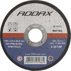 FCM115222 Bonded Abrasive Flat Wheel 115 x 25 x 222 Box of 50