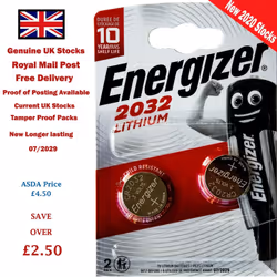 Energizer CR2032 3V Lithium Button Coin Cell Battery with Baby Secure Technology Pack of 2