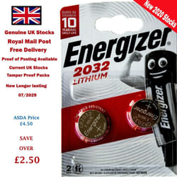 Energizer CR2032 3V Lithium Button Coin Cell Battery with Baby Secure Technology Pack of 2