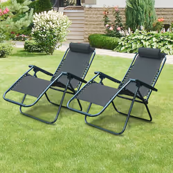 Set x 2 Folding Garden Chairs Patio Furniture Textoline Zero Gravity Sun Lounger