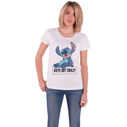 Lilo and Stitch Cute But Crazy Skinny Fit T Shirt - S, White