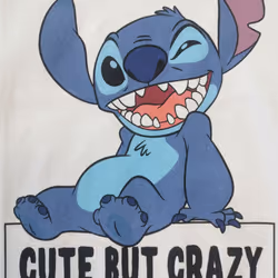 Lilo and Stitch Cute But Crazy Skinny Fit T Shirt - S, White
