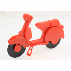 Red Pizza Scooter Cutter Non Stick Wheels Cutting Moped Vespa Gift