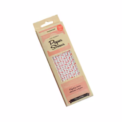 Eddingtons 30 Pack Paper Straws, White & Red Polka Dot