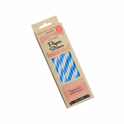 Eddingtons 30 Pack Paper Straws, Blue Stripe