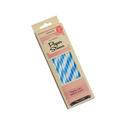 Eddingtons 30 Pack Paper Straws, Blue Stripe