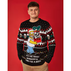 The Simpsons Christmas Jumper (Mens Black) - Medium