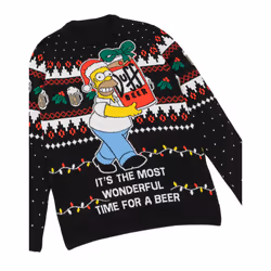 The Simpsons Christmas Jumper (Mens Black) - XX-Large