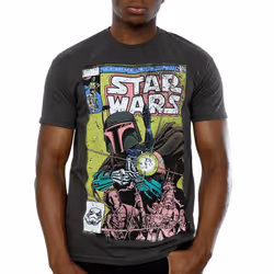 Star Wars Mens Boba Fett Comic T-Shirt - S, Light Graphite
