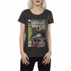 Star Wars Womens/Ladies Boba Fett Comic Cotton T-Shirt - XXL, Light Graphite
