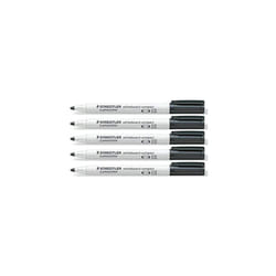 Staedtler Black Lumocolor Compact Whiteboard Board Markers Pens Drywipe 341 (Pack of 5) Drywipe 341